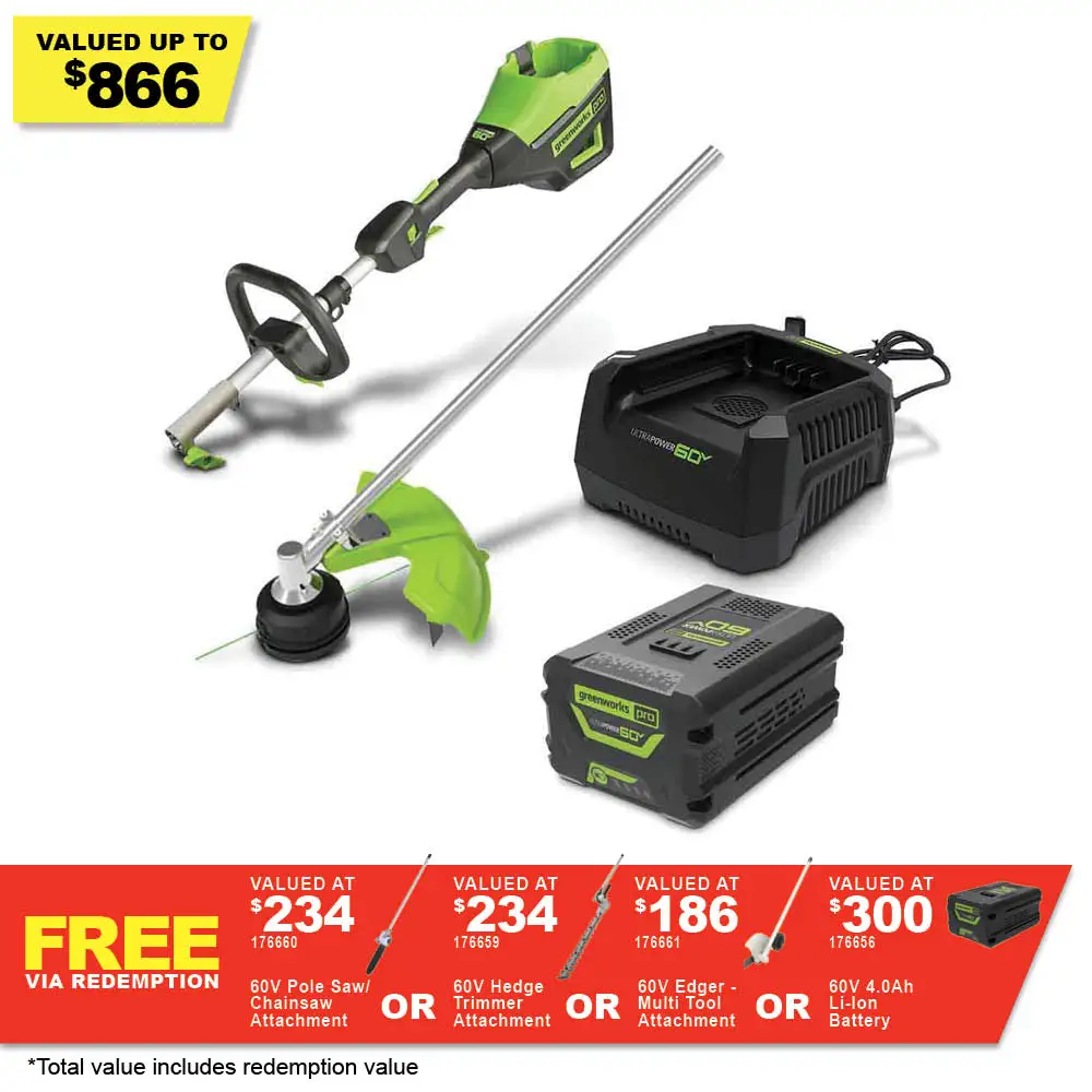 GREENWORKS 60V 1 x 4.0Ah String Multi Tool Kit 2110807AU