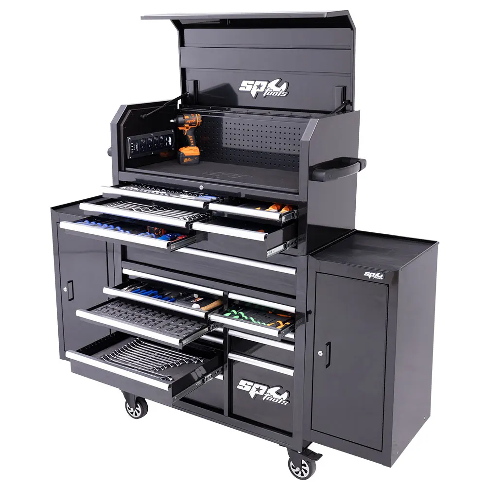 SP TOOLS 18 Drawer Metric/SAE Sumo Tool Kit Black/Chrome - 527 Piece SP50558