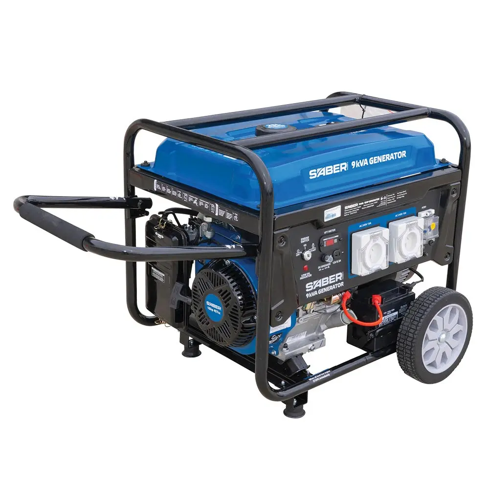 SABER 7500W 16hp Petrol Generator w/ 2x IP66 Worksafe Compliant Sockets SABGEN9KBP