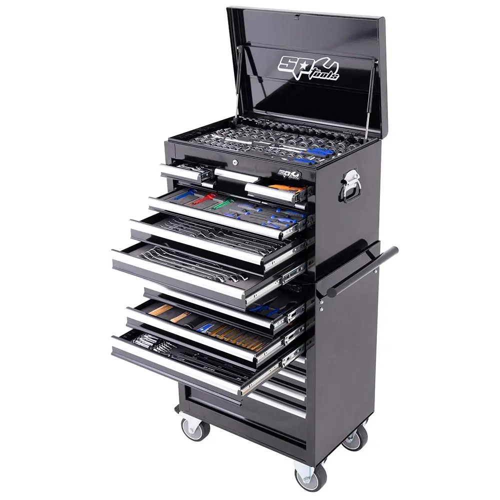 SP TOOLS Metric/Sae Tool Kit Black 15 Drawer - 370 Piece SP50110X