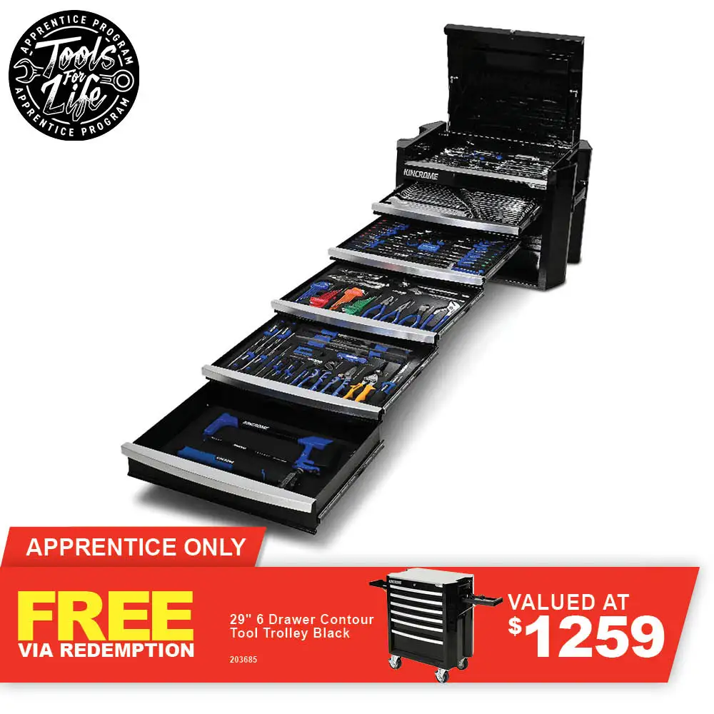 KINCROME Contour TFL Tool Chest 286 Piece 5 Drawer Black P1820B