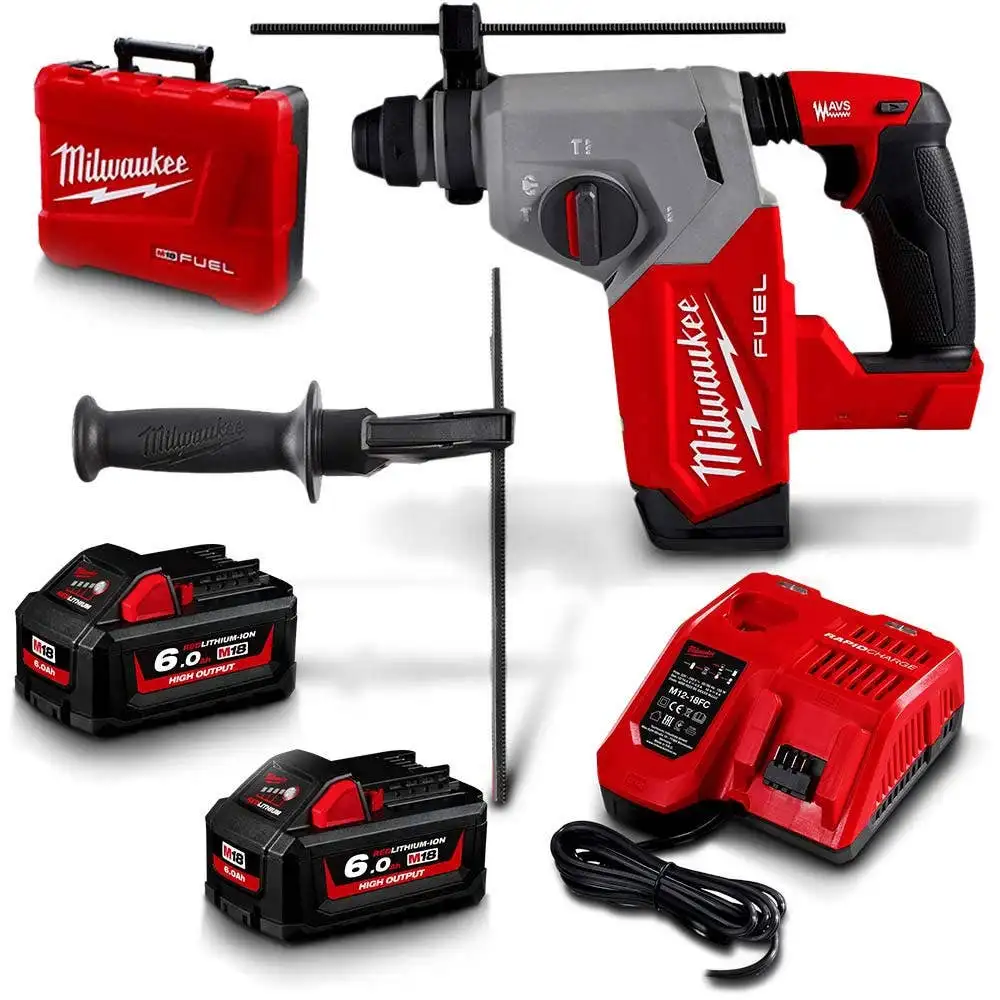 MILWAUKEE 18V FUEL 2 x 6.0Ah 26mm SDS Plus Rotary Hammer Kit M18FH-602C