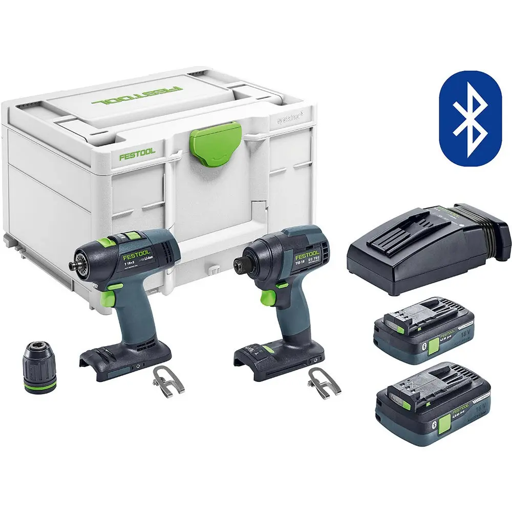 FESTOOL TID/T 18 18V 2 Piece Impact Driver and 2 Speed Drill Driver Bluetooth 4.0Ah Set in Systainer 577246