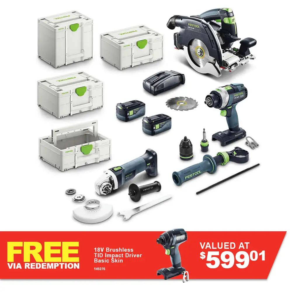 FESTOOL 18V 3 Piece 5.0Ah Li-ion Timber Combination Kit 578506