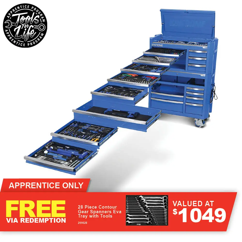 KINCROME Contour TFL Tool Trolley 595 Piece 17 Drawer Blue P1826