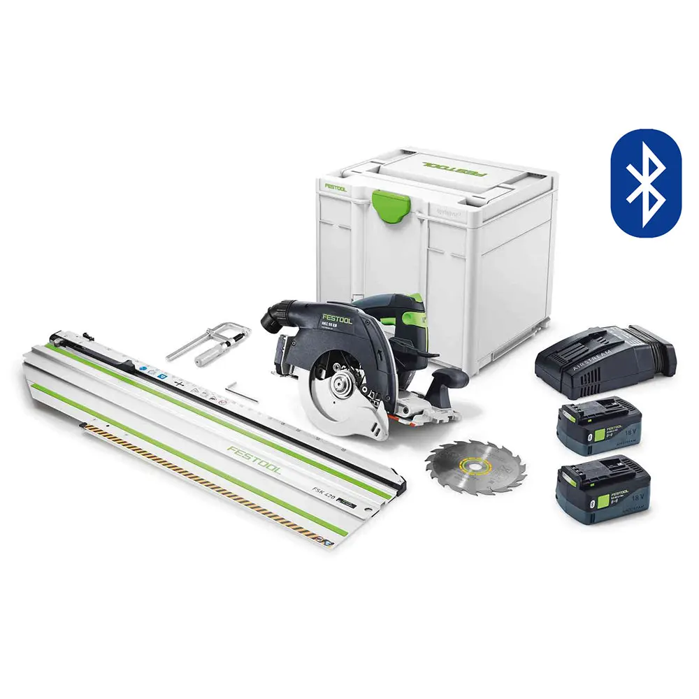 FESTOOL 18V 160mm HKC 55 Circular Saw With Rail 2 x 5.0Ah Systainer Bluetooth 578291
