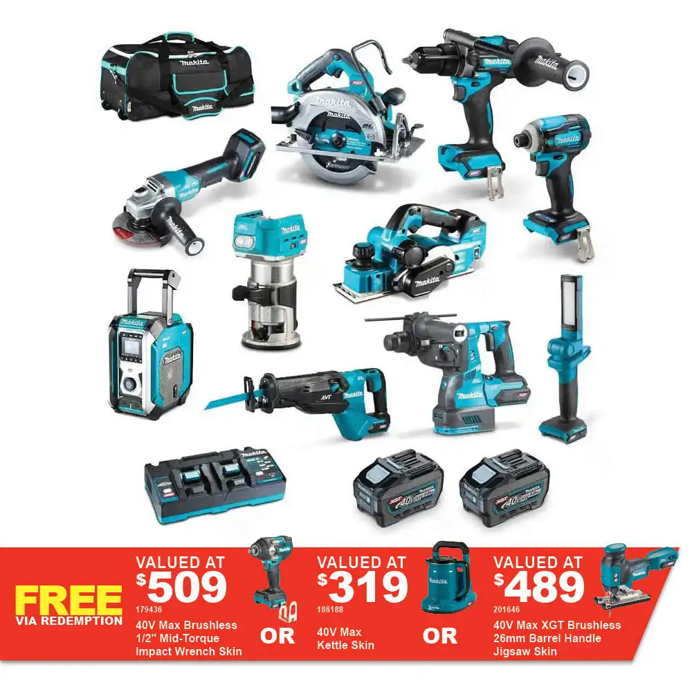 MAKITA 40V Max XGT Brushless 10 Piece 2 x 5.0Ah Combo Kit DK0186G101