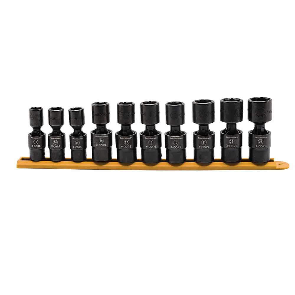 GEARWRENCH 1/2inch 6 Point X-Core Pinless Metric Impact Socket Set - 10 Piece 84979