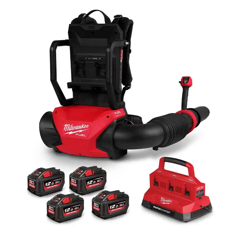 MILWAUKEE 18V Brushless 4 x 12.0Ah Dual Battery Backpack Blower Kit M18F2BPBL124