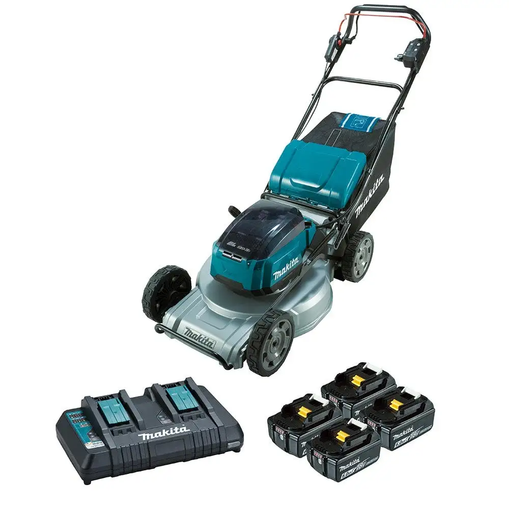 MAKITA 18V x 2 Brushless 4 x 6.0ah Self-Propelled Lawn Mower Kit DLM537PG4X