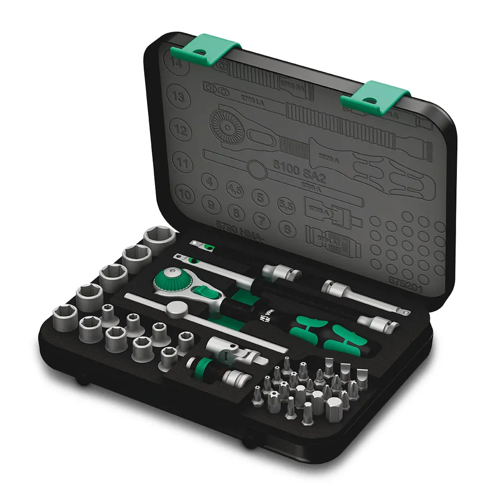 WERA 8100 SA 2 Zyklop Speed Ratchet Set 1/4" Drive Metric - 42 Piece WER003533