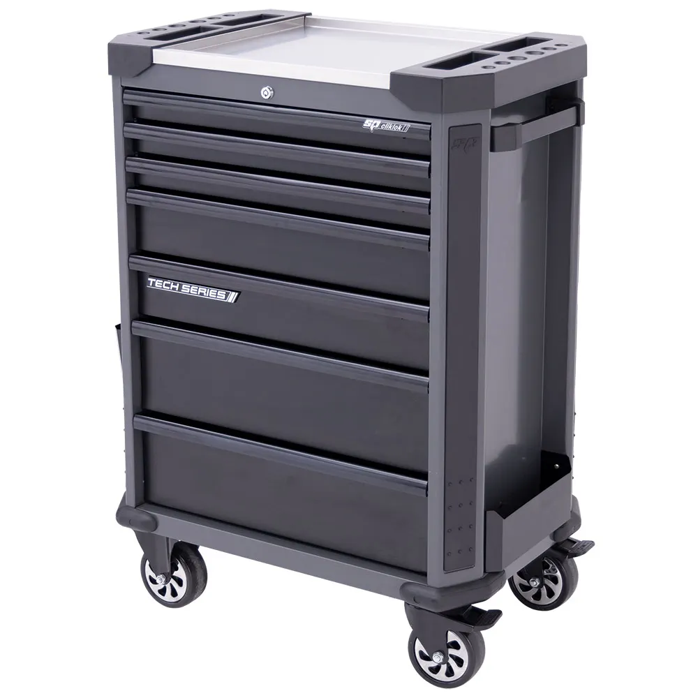 SP TOOLS 7 Drawer Diamond Black Tech Series Tool Trolley SP42255D