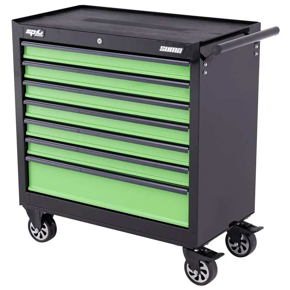 SP TOOLS 7 Drawer Custom Sumo Series Roller Cabinet Black/Green SP40127