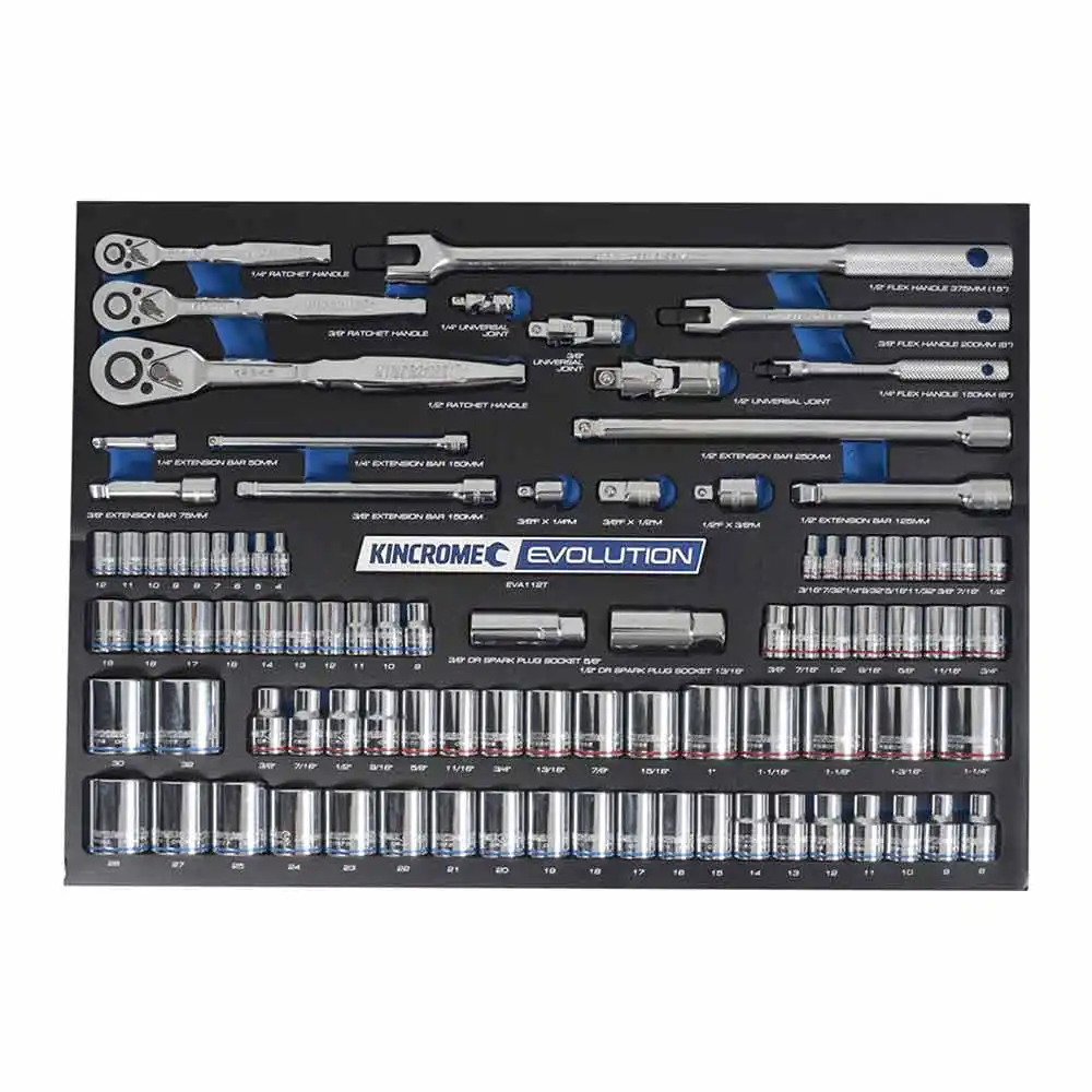 KINCROME Evolution Eva Tray 92 Piece Sockets & Accessories EVA112T