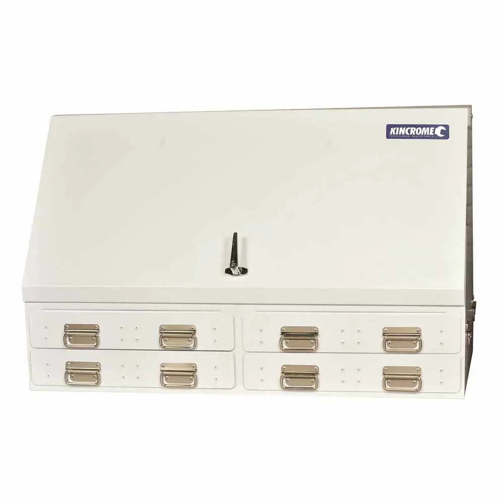 KINCROME 386 Piece 1/4, 3/8 And 1/2 Inch Drive Upright Truck Box Tool Kit White K1257W