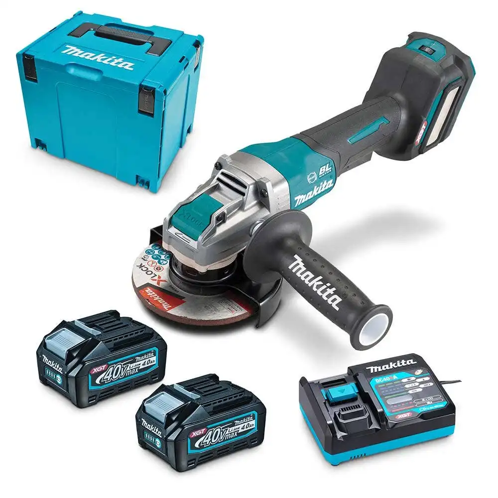 MAKITA 40V Max XGT Brushless X-Lock 2 x 4.0Ah 125mm Paddle Switch Angle Grinder Kit GA044GM202