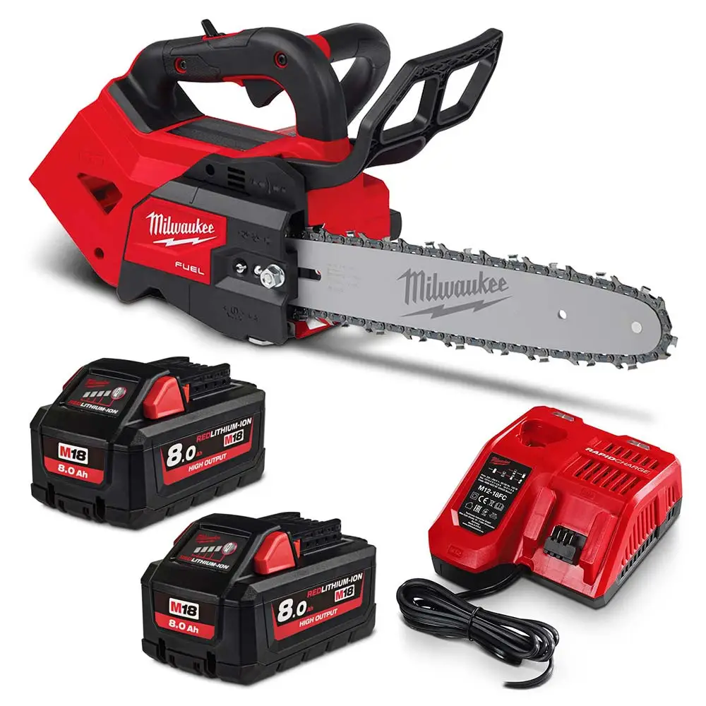 MILWAUKEE 18V FUEL 2 x 8.0AH 305mm (12inch) Top Handle Chainsaw Kit M18FTCHS12802
