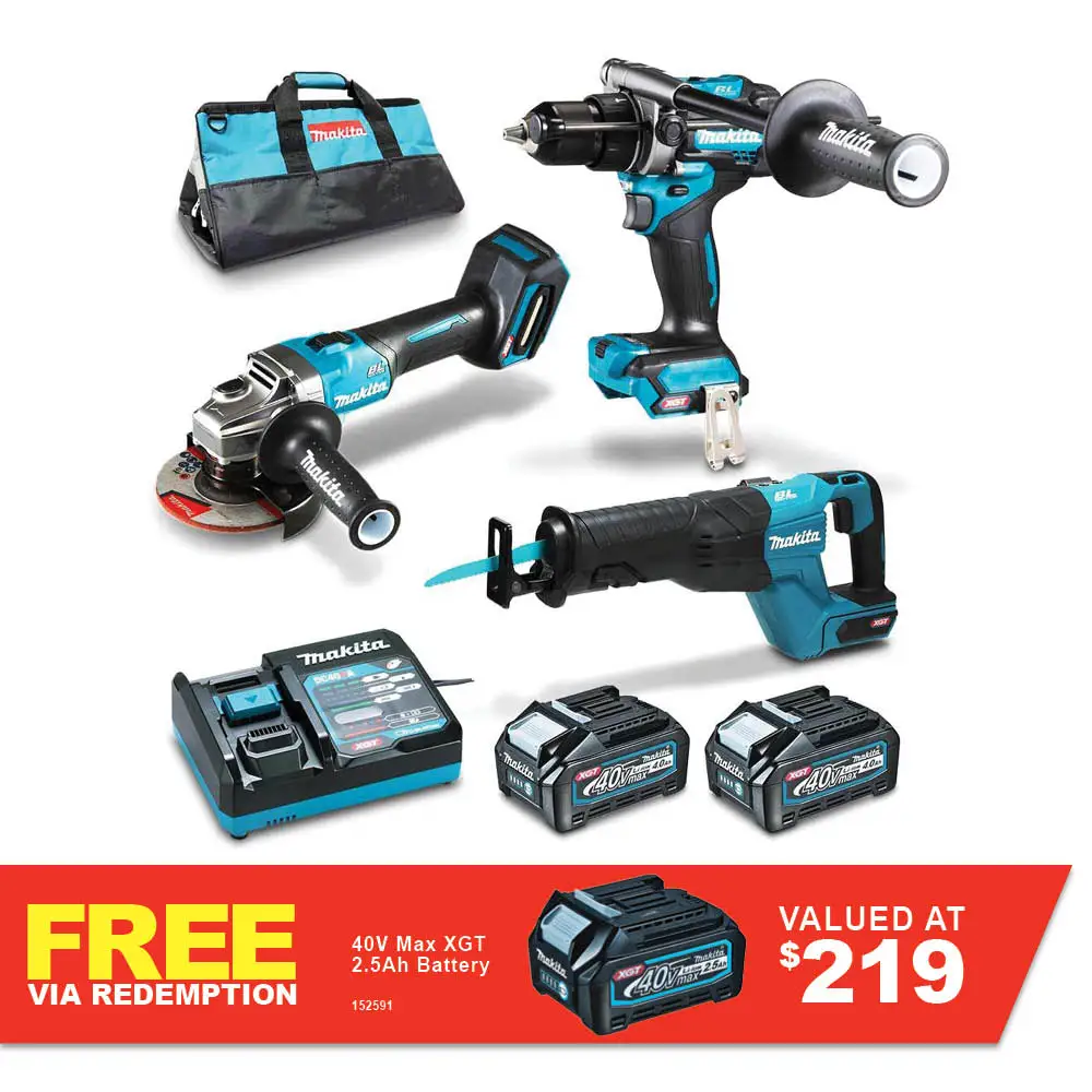 MAKITA 40V Max XGT Brushless 3 Piece 2 x 4.0Ah Combo Kit DK0133G302