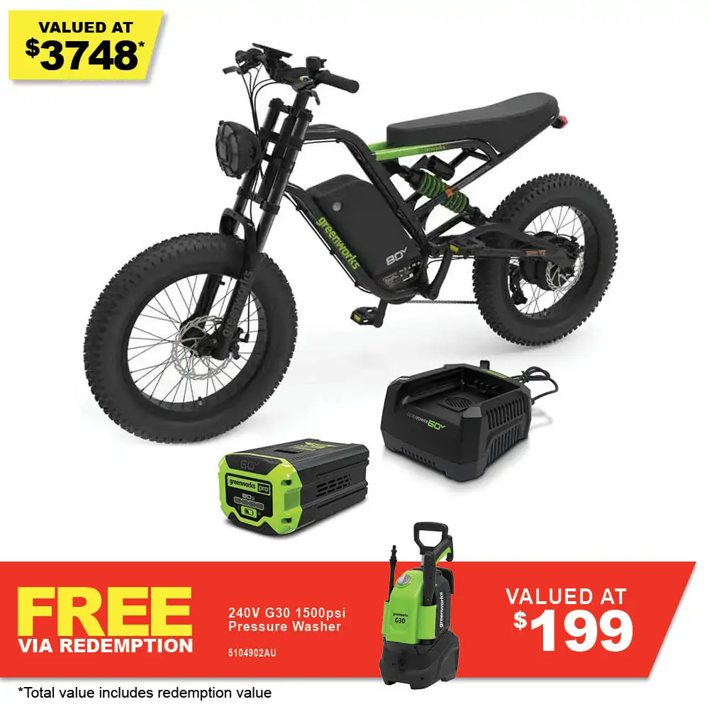 GREENWORKS 60V 1 x 8Ah 20 Fat Tyre All Terrain E-Bike Kit 7404007AU-KIT