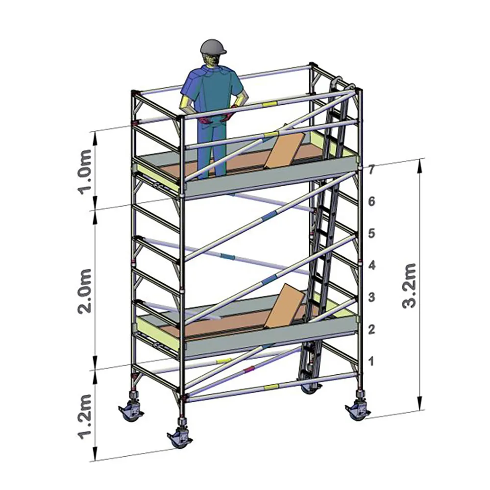 OLDFIELDS 3.2x2.4x1.2M D - 2 WD Scaffold Pro Series Mobile Tower TP12243201
