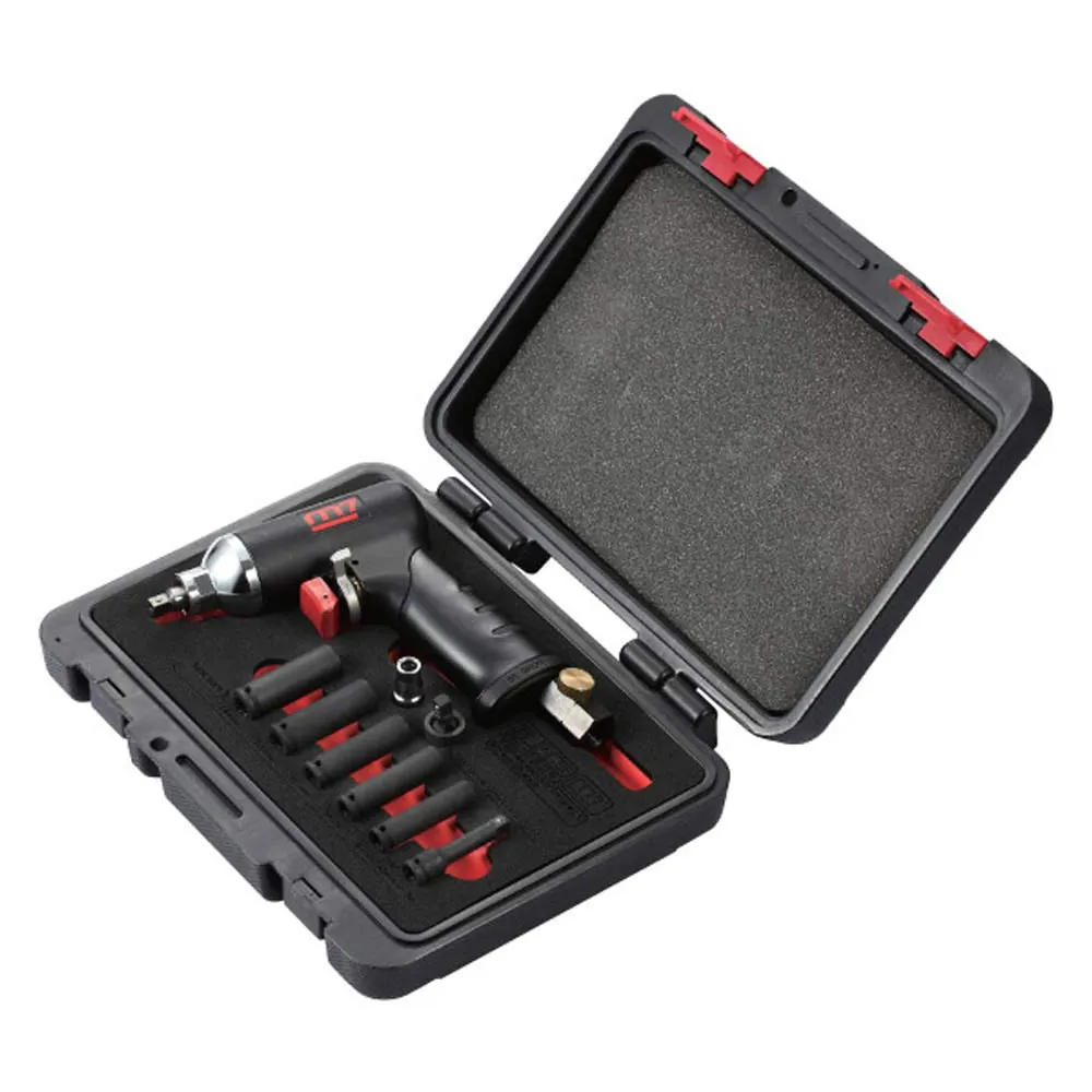 M7 1/4" 40 ft/lb Pistol Type Air Impact Wrench Kit - 9 Piece M7-NC0208M