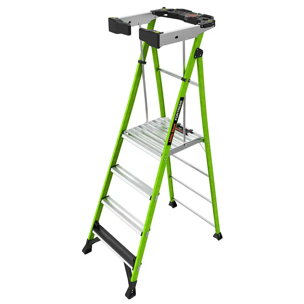 LITTLE GIANT FORTRESS 1.2m 150kg Fibreglass With Rail & Gate Platform Step Ladder 19304