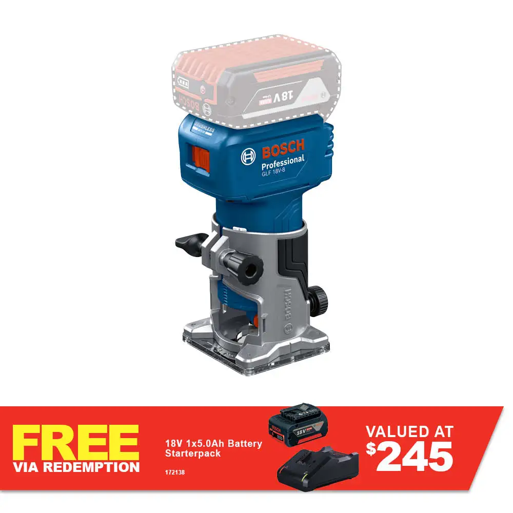 BOSCH 18V 30000RPM 1/4" Laminate Trimmer Skin GLF18V-8 06016C6070