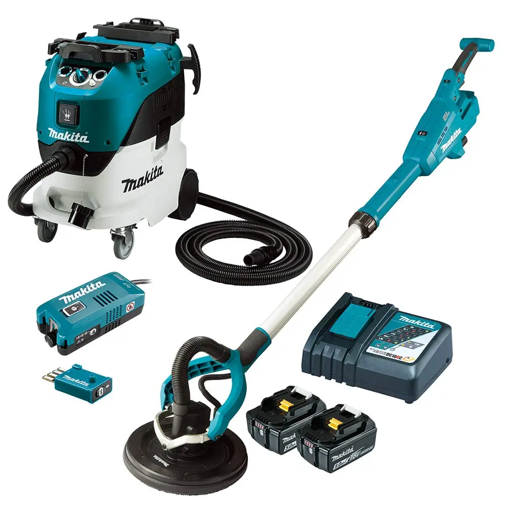 MAKITA 18V Brushless 2 x 5.0Ah Drywall Sander & M-Class Dust Extraction Combo Kit DSL801RT-VC42MX2