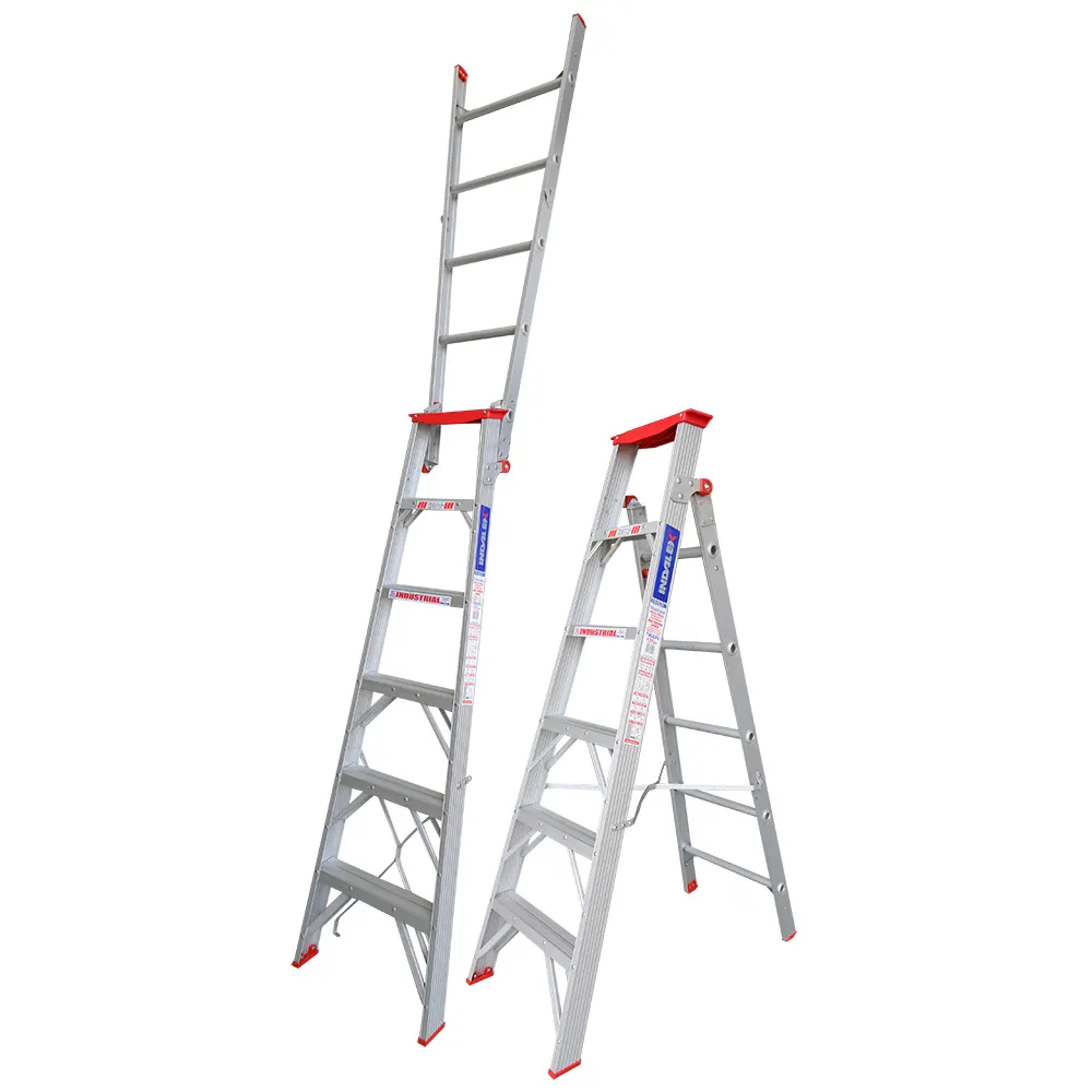 INDALEX 135kg Trade 1.8m-3.2m Aluminium Dual Purpose Step Ladder TRDDP6