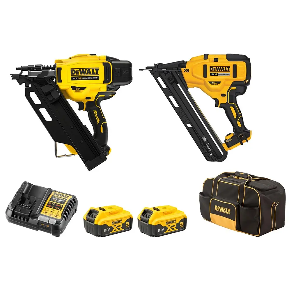 DEWALT 18V Brushless 2 Piece 2 x 5.0Ah Nail Gun Kit DCZ245P2-XE