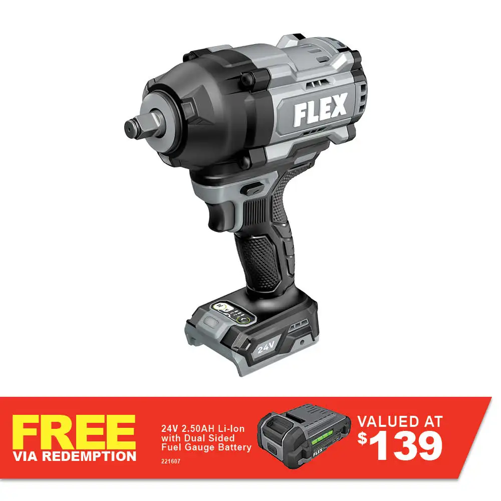 FLEX 24V Brushless 1/2" High Torque Impact Wrench Skin FXA1472-Z