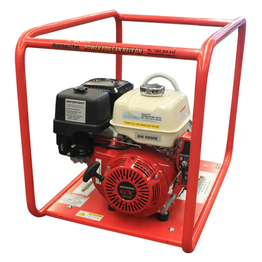 GENELITE 6.0kVA HONDA Petrol Generator Recoil/Key Start Single Phase Worksafe Compliant GH5000EH