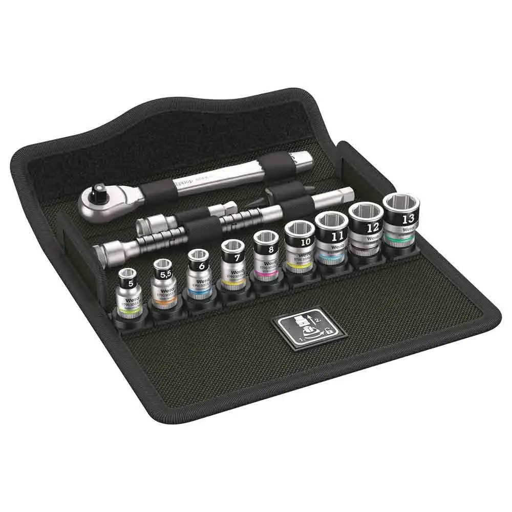 WERA 8100 SA 12 HF Zyklop Metal Ratchet Set w/ Switch Lever 1/4" Drive Metric - 13 Piece WER003756