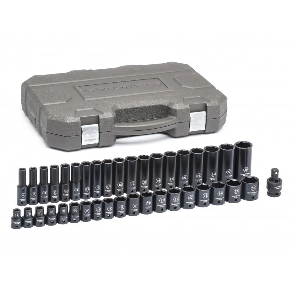 GEARWRENCH 1/2inch Drive 6 Point Standard & Deep Impact Metric Socket Set - 39 Piece 84948N