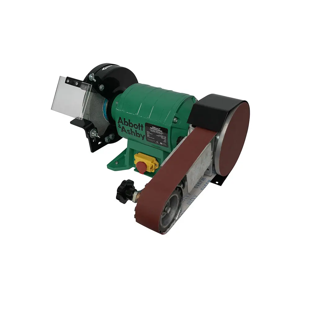 ABBOTT & ASHBY 1000w 200mm Professional Bench Grinder with Fitted AA362 Linishing Attachment AA362W8-1100