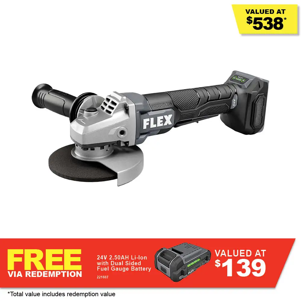 FLEX 24V Brushless 125mm Variable Speed With Paddle Switch Angle Grinder Skin FXA3171A-Z