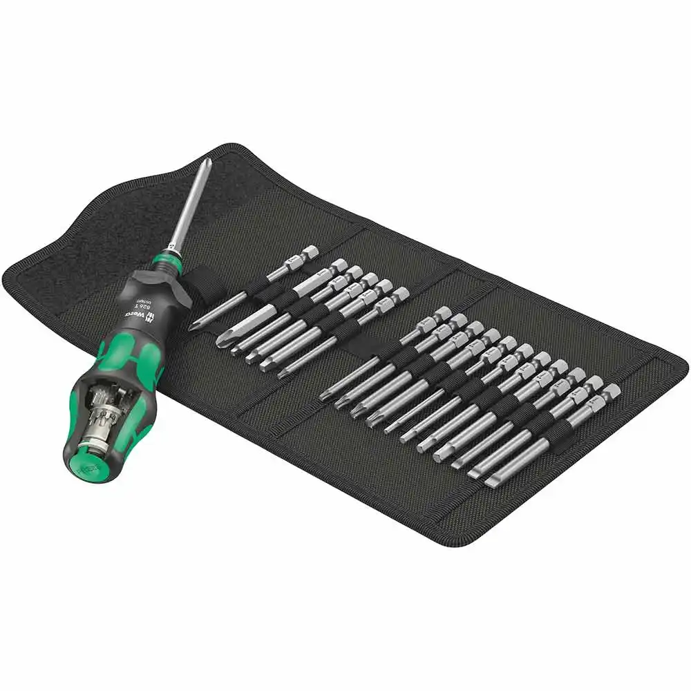 WERA 1/4inch Drive, 18 Bits, Turbo Ratchet Screwdriver Set - 19 Piece WER057483