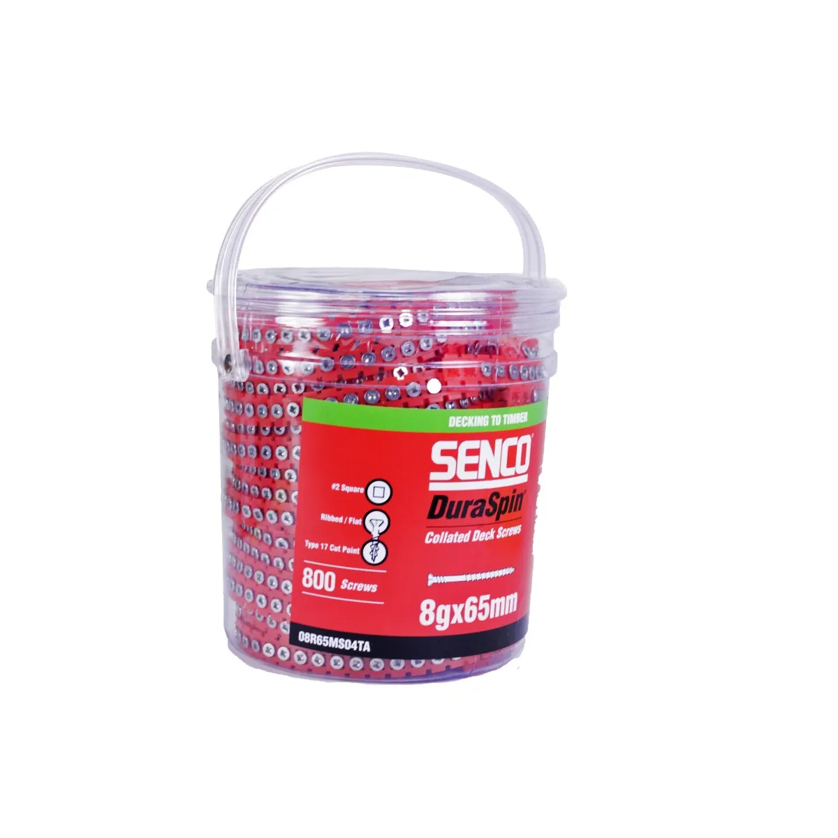SENCO Collated Screws 304 Grade Stainless Steel 8 Gauge 65mm Tub of 1000 8R65MS04T