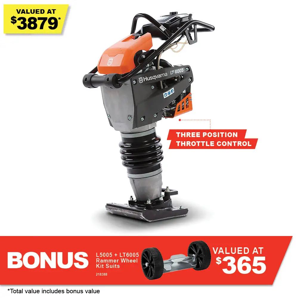 HUSQVARNA 280mm 2.7kW 4 Stroke Petrol Vibrator Rammer LT6005 967854505