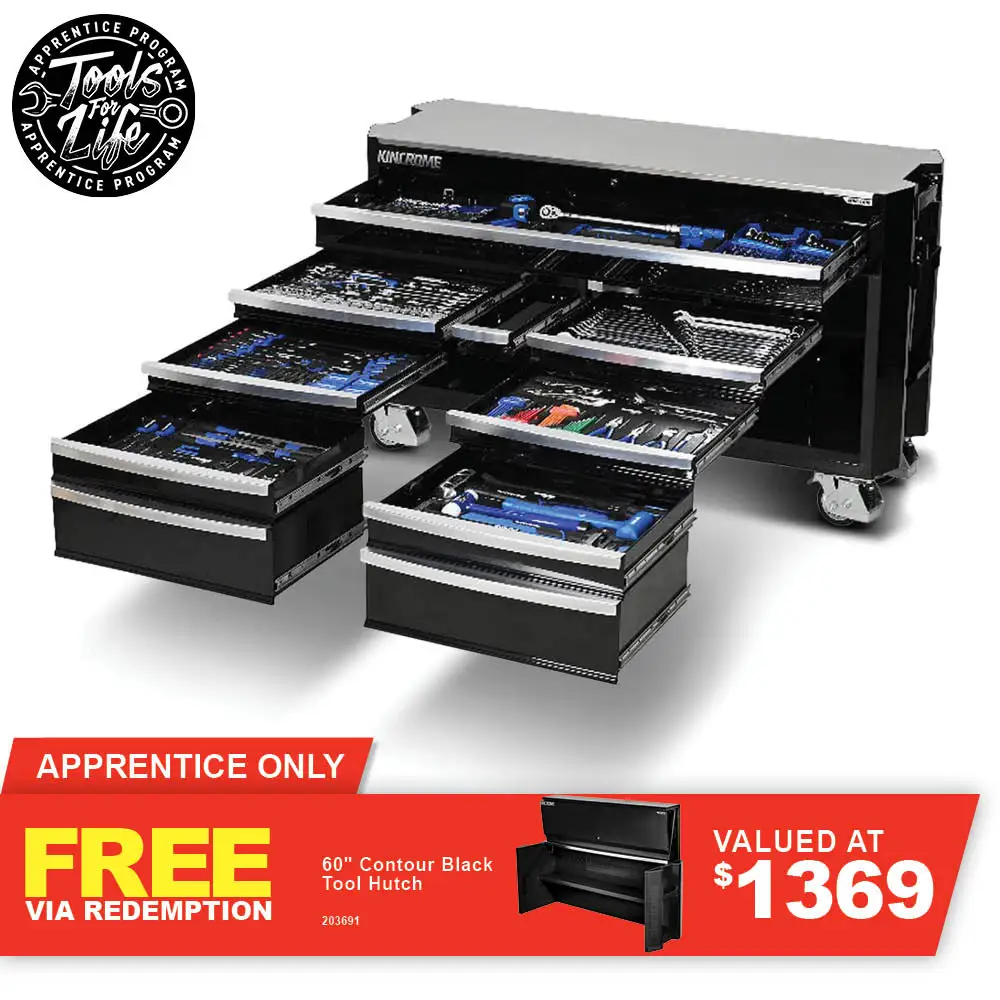 KINCROME Contour TFL Tool Trolley 454 Piece 12 Drawer Black P1825B