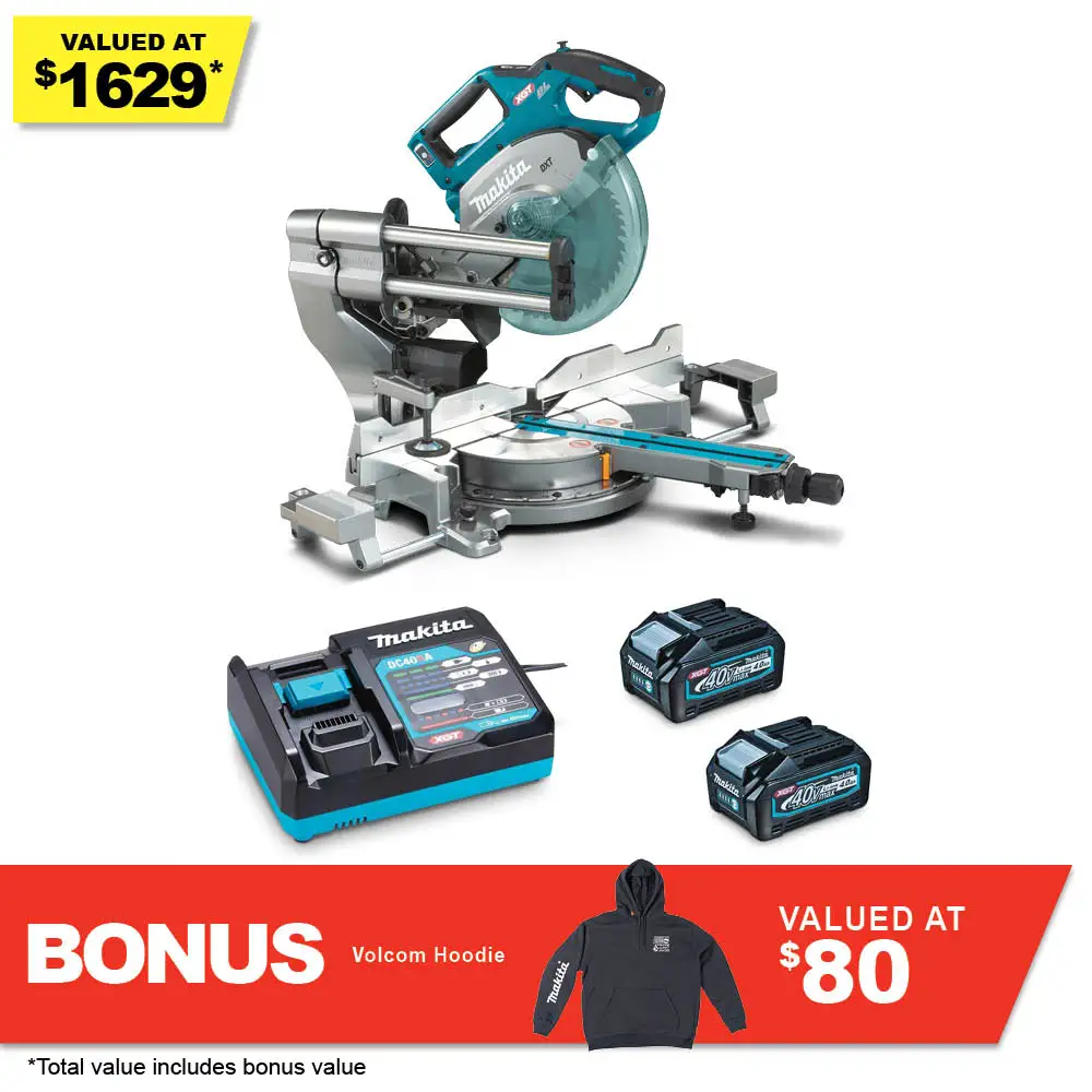 MAKITA 40V Max XGT 2 x 4.0Ah 216mm Slide Compound Mitre Saw Kit LS002GM201