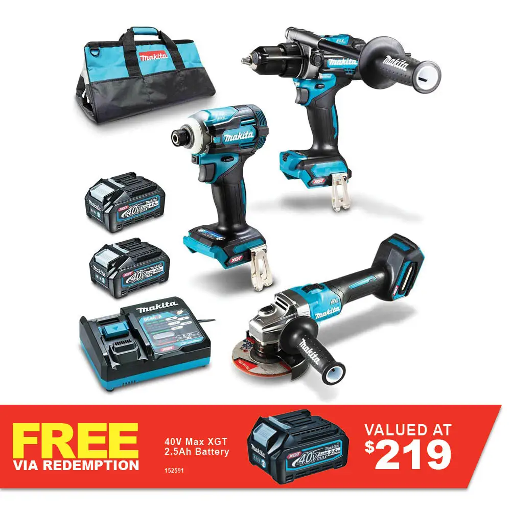 MAKITA 40V Max XGT Brushless 3 Piece 2 x 4.0Ah Combo Kit DK0140G302