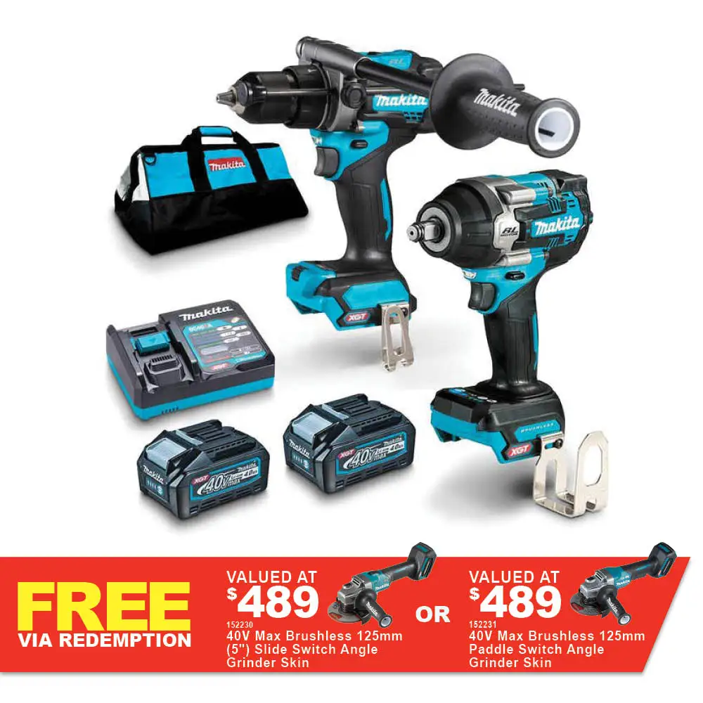 MAKITA 40V Max XGT Brushless 2 Piece 2 x 4.0Ah Combo Kit DK0173G201