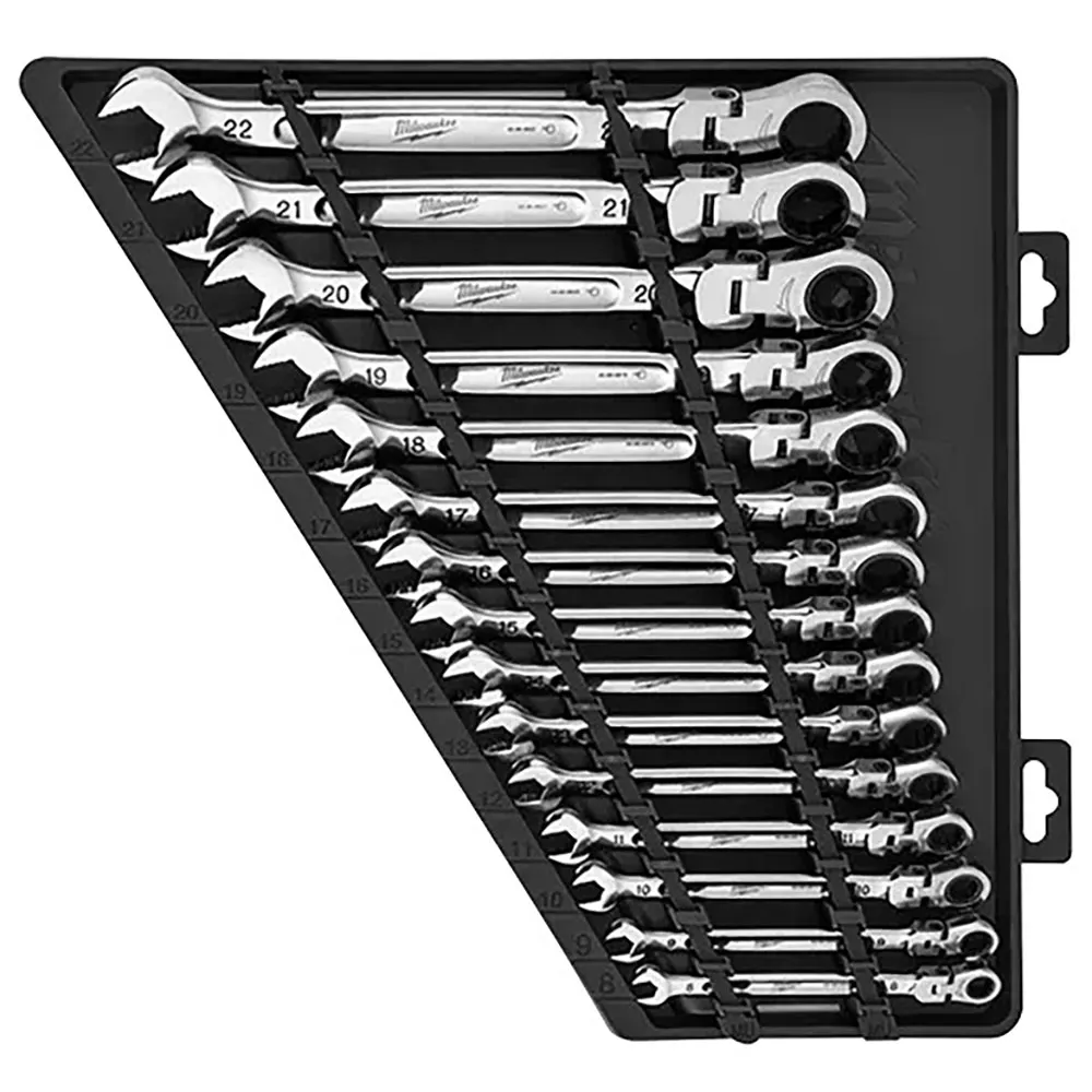 MILWAUKEE Metric Flex Head Ratcheting Combination Wrench 15 Piece 48229513