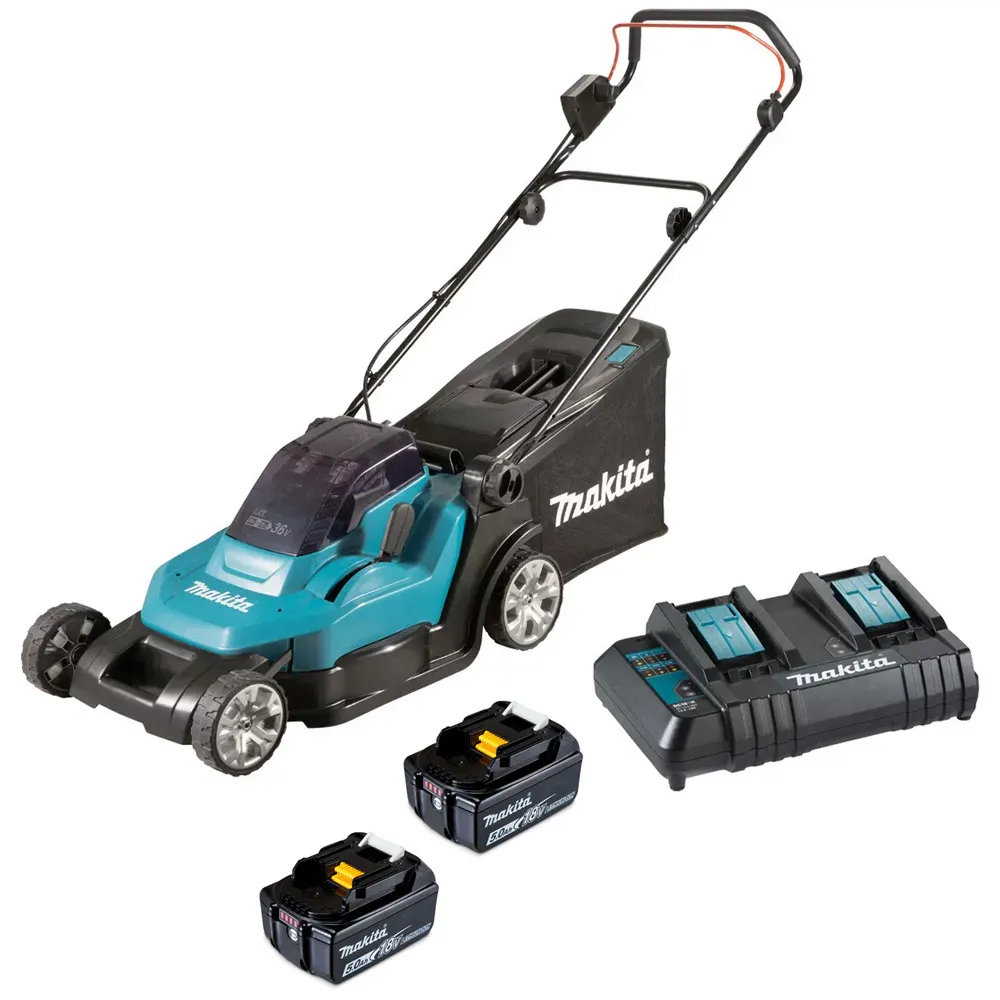 MAKITA 18v x 2 430mm 2 x 5.0Ah Lawn Mower Kit DLM432CT2