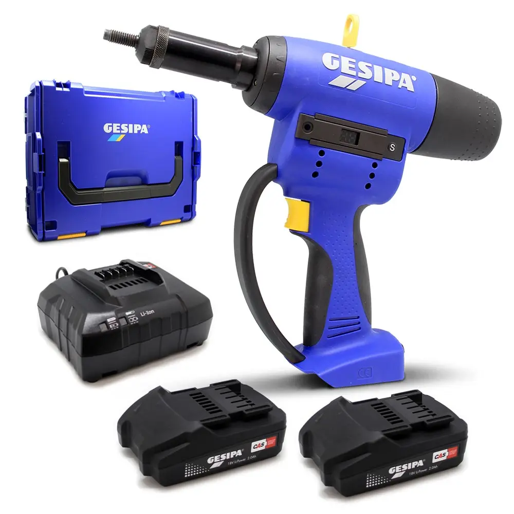 GESIPA Firebird Pro Gold 18V 2 x 2.0Ah Rivet Tool Kit GT-FBPRO-G-C2