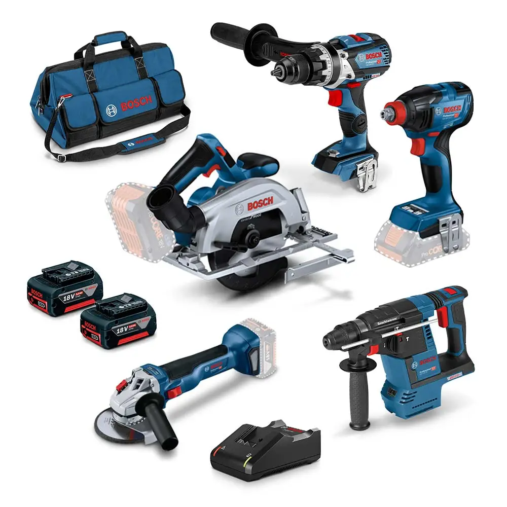 BOSCH 18V 5 Piece 2 x 5.0Ah Combo Kit 0615990N3D