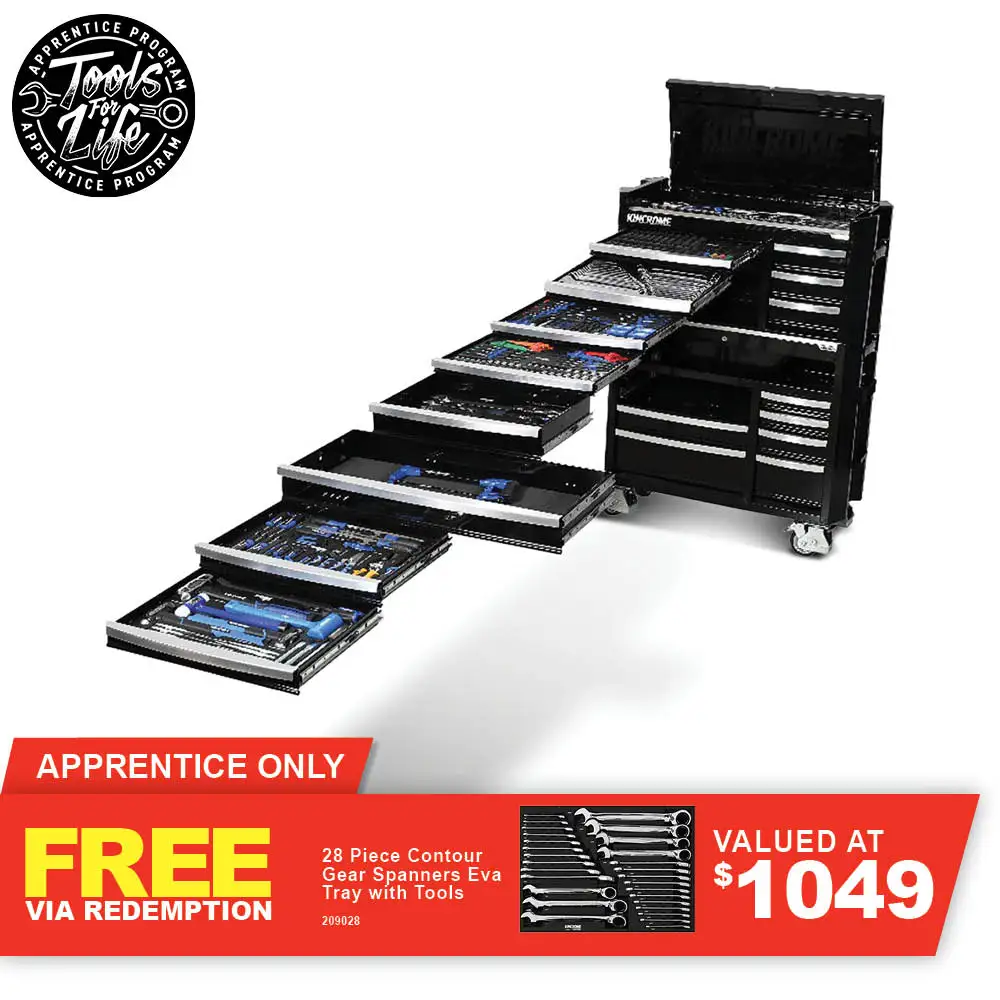 KINCROME Contour TFL Tool Trolley 595 Piece 17 Drawer Black P1826B
