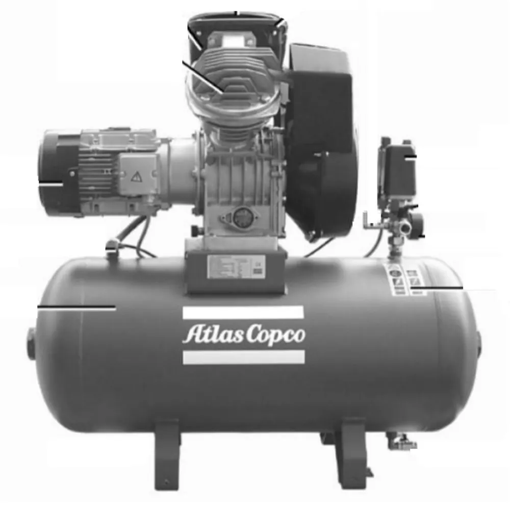 ATLAS COPCO 2HP 10Bar Premium Piston Compressor w. 90L Air Receiver 8115900378
