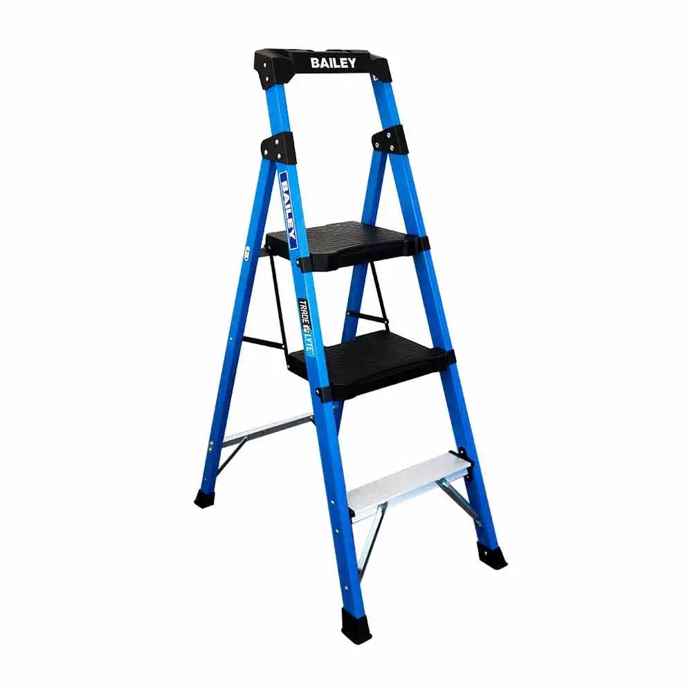 BAILEY 3 Step 135kg Fibergrlass Industrial Twin Platform Ladder FS14042
